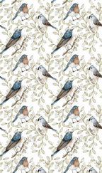 Birds and white berries white wallpaper