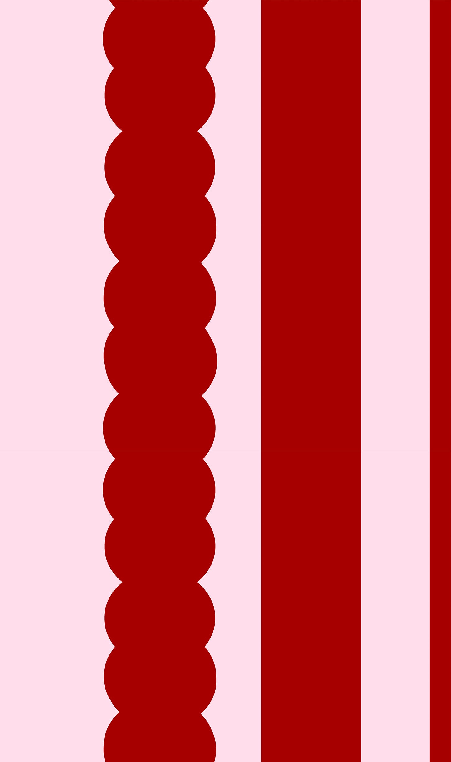 Red pink scallop stripes wallpaper