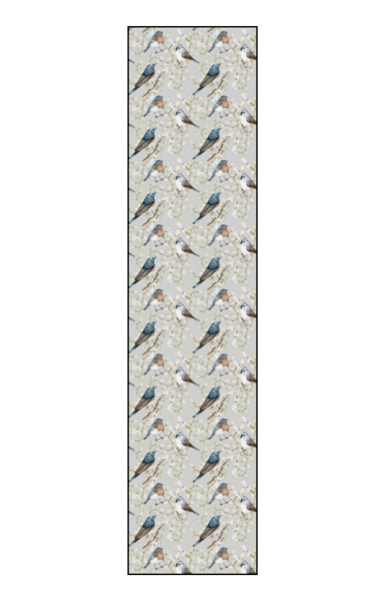 Birds and white berries beige wallpaper