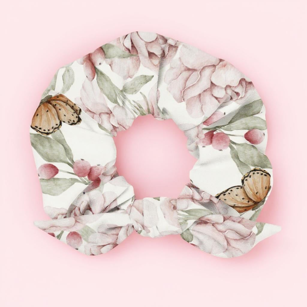 Vintage Floral Butterfly Recycled Scrunchie