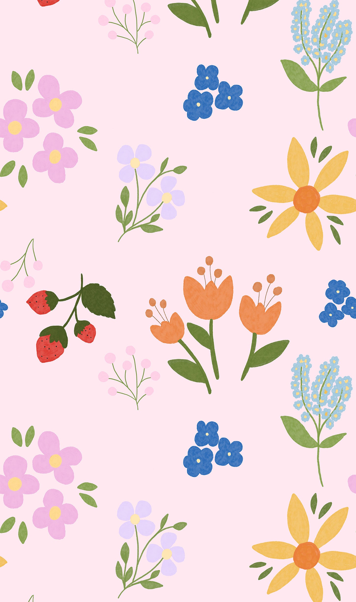 Colorful meadow pink wallpaper