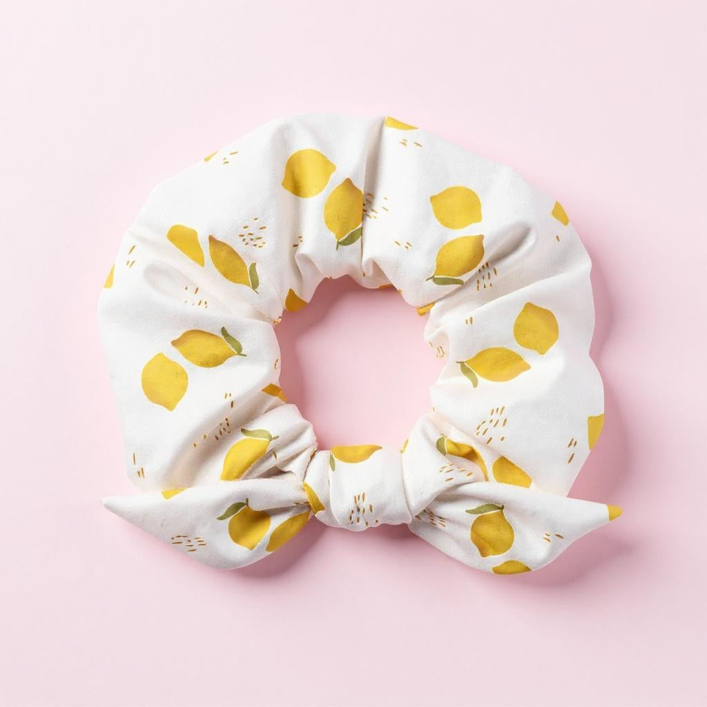 Lemons White Recycled Scrunchie