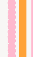 Sample orange scallop and pink stripes
